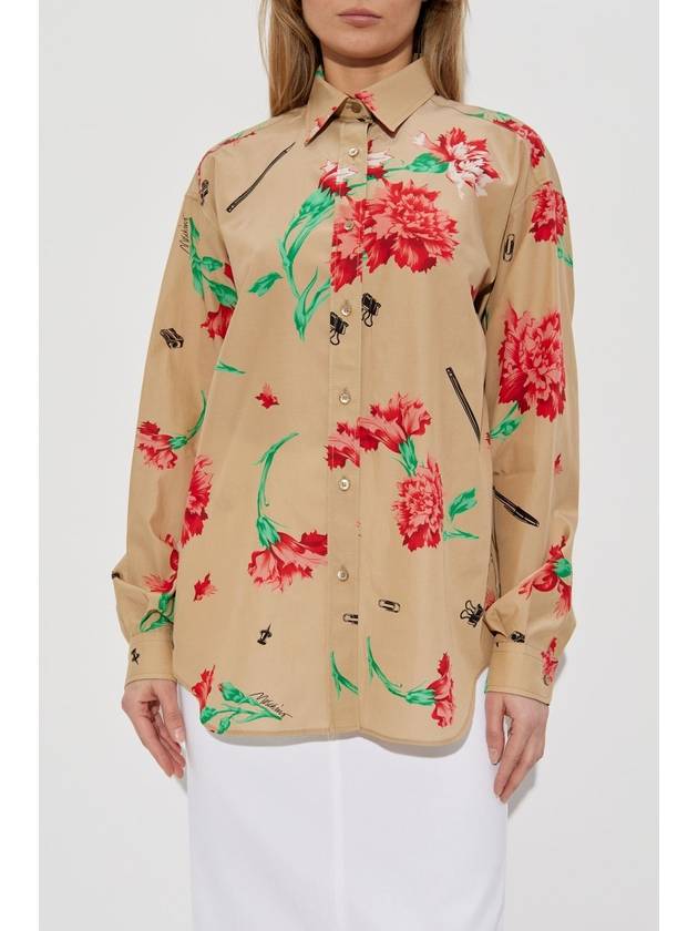 Moschino Shirt With Floral Motif, Women's, Beige - MOSCHINO - BALAAN 3