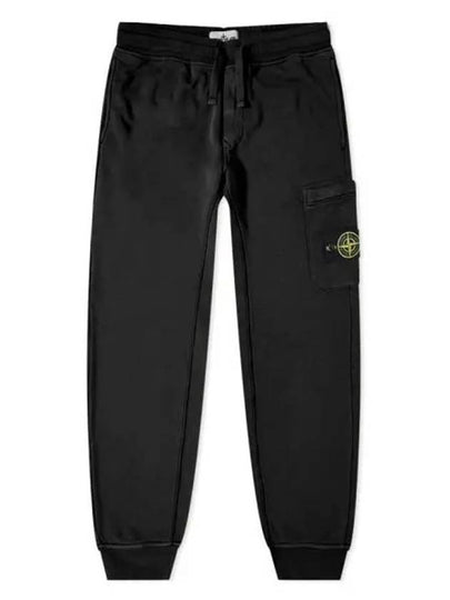 Men's Wappen Patch Cotton Fleece Track Pants Black - STONE ISLAND - BALAAN 2