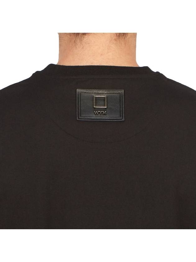 Leather Patch Round Short Sleeve T-Shirt Black - WOOYOUNGMI - BALAAN 7