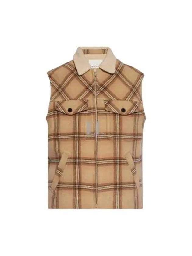 Kiran Check Mustang Vest Camel - ISABEL MARANT - BALAAN 2