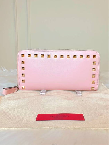 Daol Beomeo Branch Rockstud Zipper Long Wallet Pink Condition B - VALENTINO - BALAAN 1