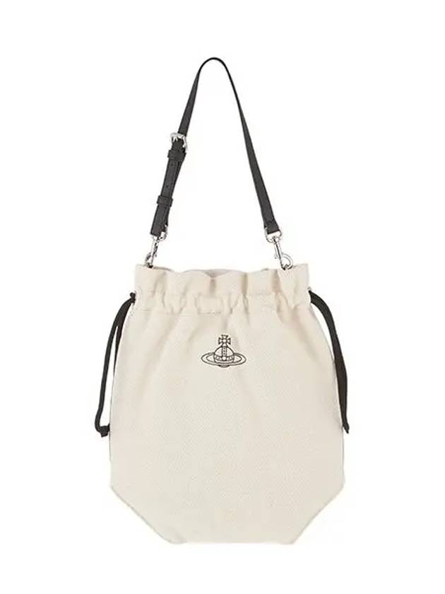 Canvas Drawstring Bucket Shoulder Bag Beige - VIVIENNE WESTWOOD - BALAAN 3