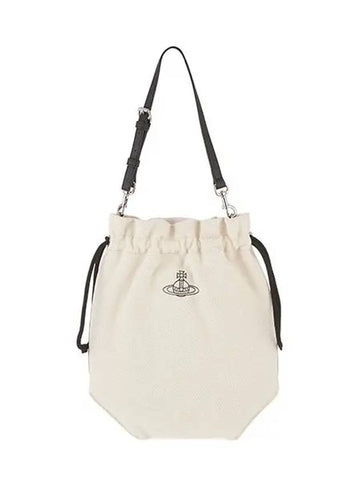 Canvas Drawstring Bucket Shoulder Bag Beige - VIVIENNE WESTWOOD - BALAAN 1