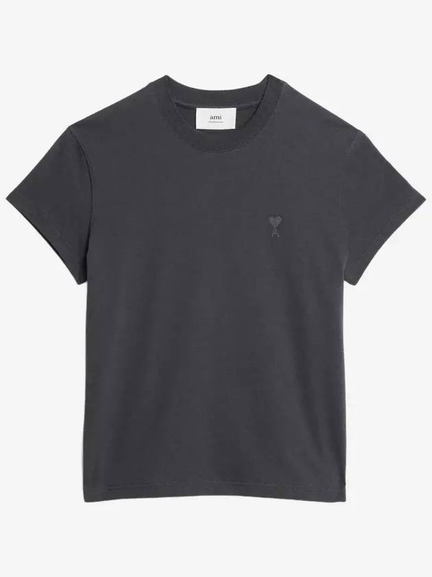 Heart Logo Cotton Short Sleeve T-Shirt Grey - AMI - BALAAN 2