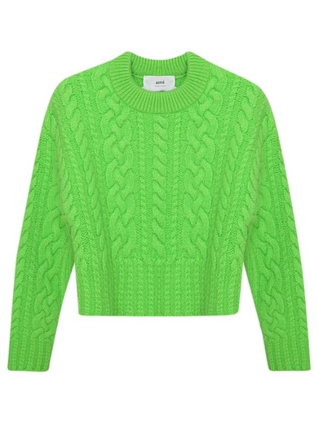 Cable Wool Knit Top Green - AMI - BALAAN 2