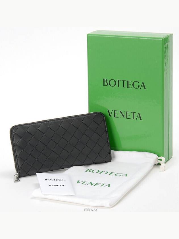 Intrecciato Zipper Around Leather Long Wallet Black - BOTTEGA VENETA - BALAAN 6