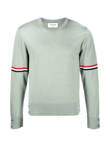 Merino Striped Crew Neck Knit Top Green - THOM BROWNE - BALAAN 1