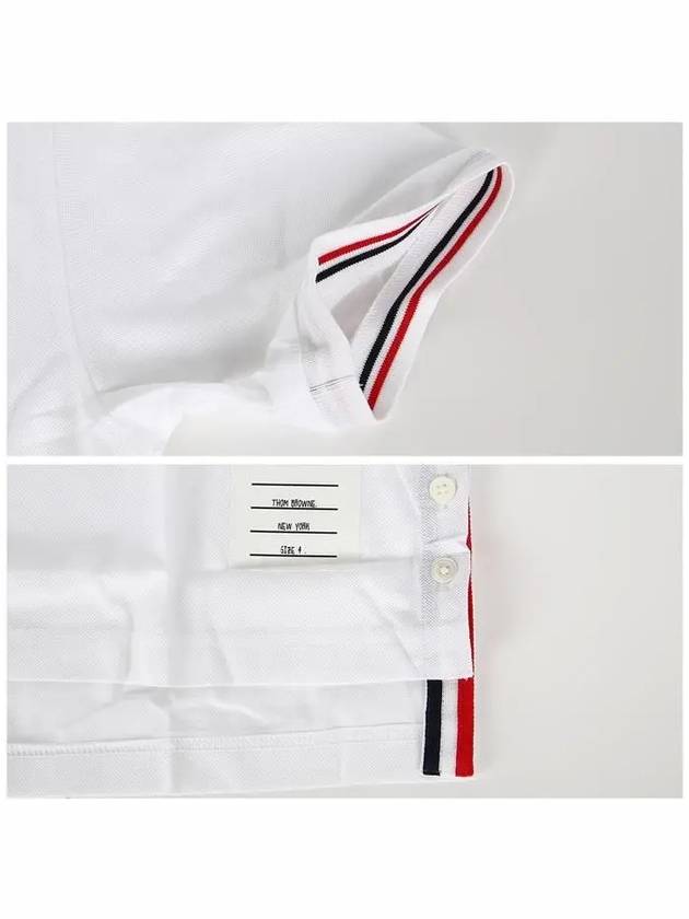 Men's Three Stripes Pocket Mercerized Short Sleeve Polo Shirt White - THOM BROWNE - BALAAN 7