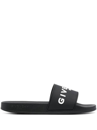 Logo Rubber Slide Slippers Black - GIVENCHY - BALAAN 2