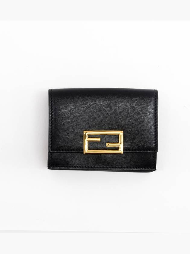 Logo Tri-Fold Half Wallet Black - FENDI - BALAAN 5