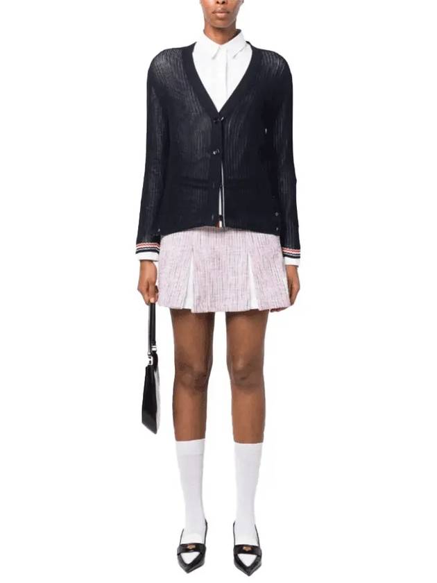 Thom Browne Pointelle RWB Striped Cardigan Navy - THOM BROWNE - BALAAN 5