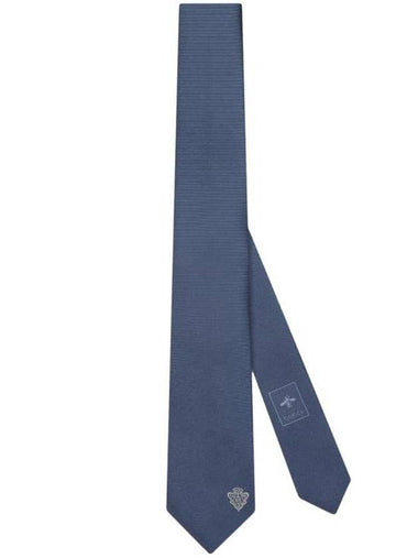 Crest Silk Jacquard Neck Tie Blue - GUCCI - BALAAN 1