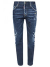 Men's Embroidered Damaged Washed Jeans - DSQUARED2 - BALAAN.