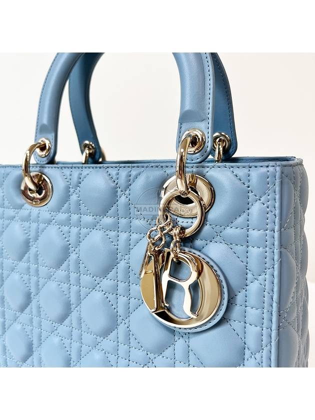 Lady Cannage Lambskin Medium Tote Bag Horizon Blue - DIOR - BALAAN 5