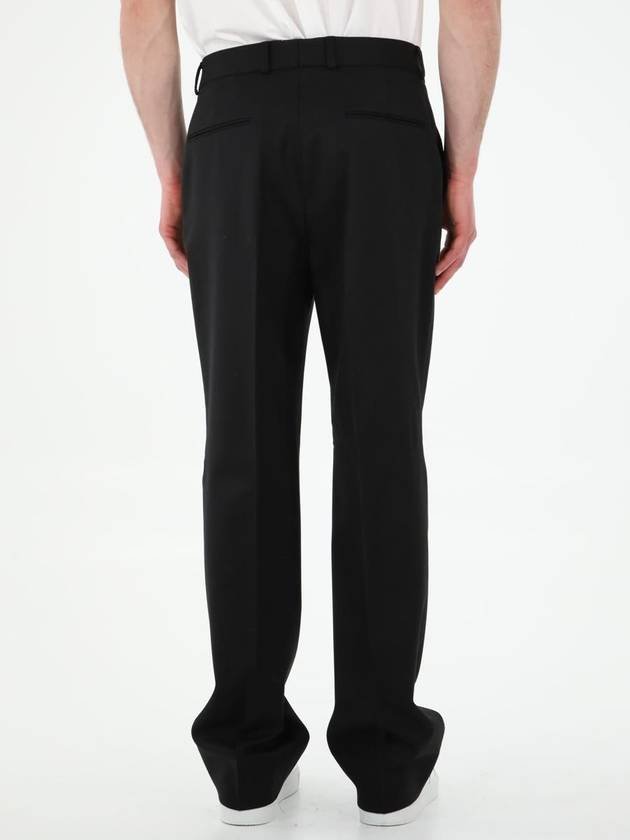 Men's Stretch Wool Blend Straight Pants Black - VALENTINO - BALAAN 5