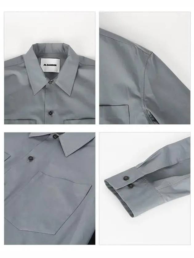 Men's Classic Button Pocket Cotton Long Sleeve Shirt Grey - JIL SANDER - BALAAN 5