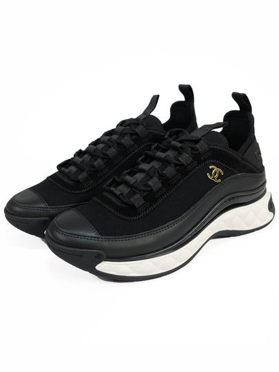 Mixed Fibers Velvet Calfskin Low Top Sneakers Black - CHANEL - BALAAN 2