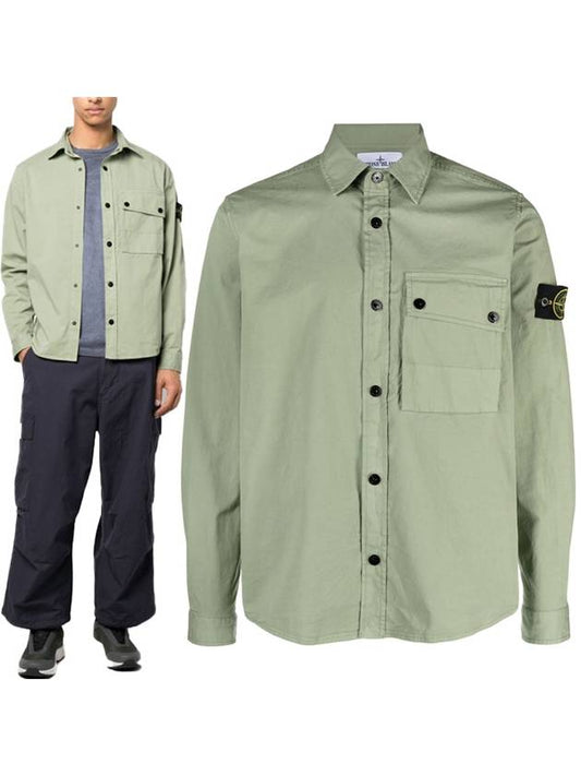 Men's Wappen Patch Long Sleeve Shirt Green - STONE ISLAND - BALAAN 2