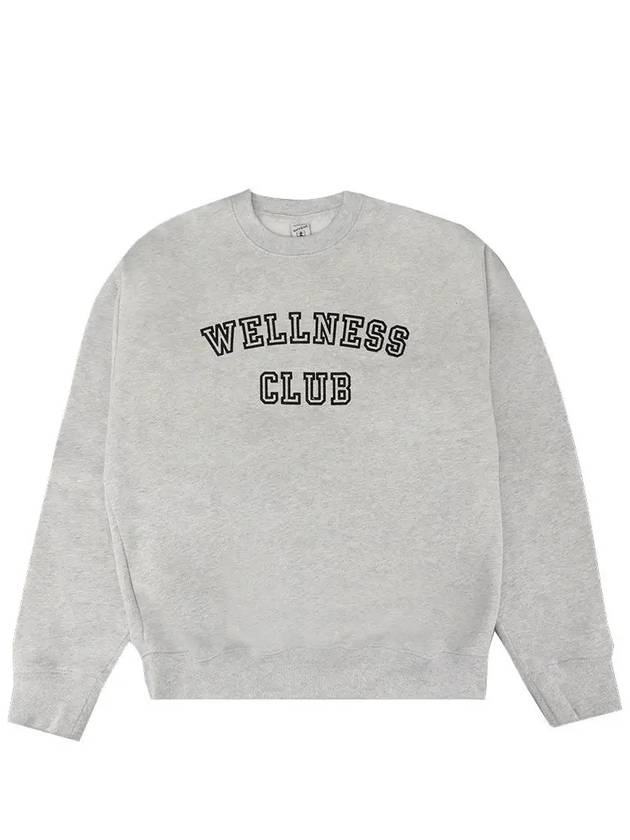 Wellness Club Flock Crew Neck Cotton Sweatshirt Light Grey - SPORTY & RICH - BALAAN 2