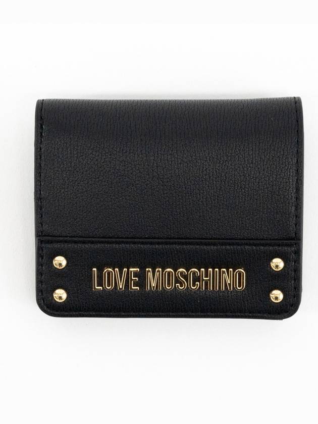 Logo Plaque Press Stud Half Wallet Black - MOSCHINO - BALAAN 2