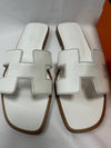 Oran Calfskin Slippers Blanc - HERMES - BALAAN 4