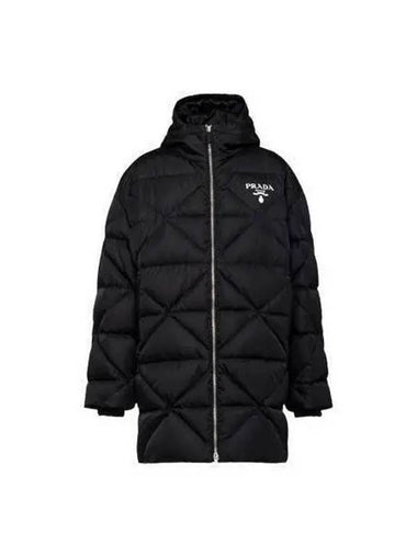 Logo Quilted Long Padding Down Black SGC042 1WQ8 - PRADA - BALAAN 1