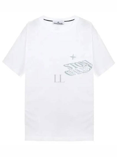 Lettering Logo Print Pocket Short Sleeve T-shirt White - STONE ISLAND - BALAAN 2