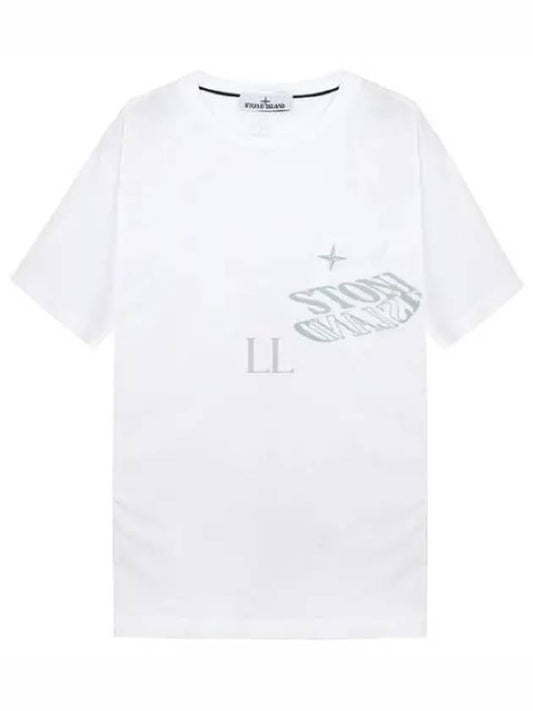 Lettering Logo Print Pocket Short Sleeve T-shirt White - STONE ISLAND - BALAAN 2