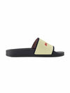 Women's Logo Slippers Black Beige - MARNI - BALAAN.