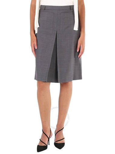 Burberry Charcoal Grey Box Pleated Detail A-line Skirt, Brand Size 6 (US Size 4) - BURBERRY - BALAAN 1