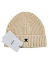 Triomphe Logo Cotton Beanie Ivory - CELINE - BALAAN 2