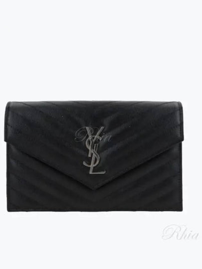 Cassandre Envelope Chain Shoulder Bag In Grain De Poudre Leather Noir - SAINT LAURENT - BALAAN 2