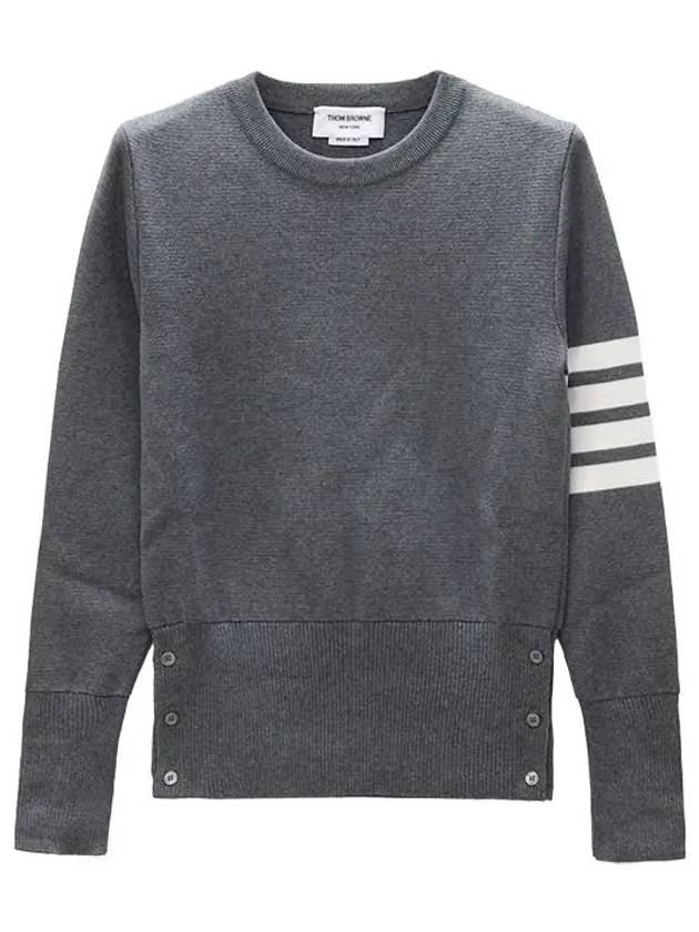 Milano Stitch Crewneck 4-Bar Cotton Crepe Knit Top Grey - THOM BROWNE - BALAAN 2