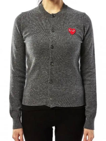 Heart Wappen Wool Cardigan Charcoal Grey - COMME DES GARCONS - BALAAN 2