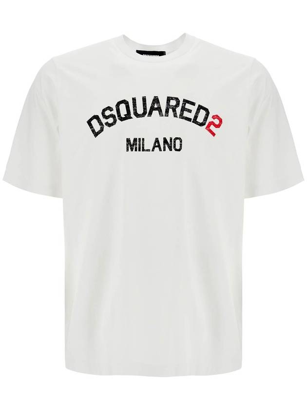 men's white cotton t-shirt with logo - DSQUARED2 - BALAAN 1