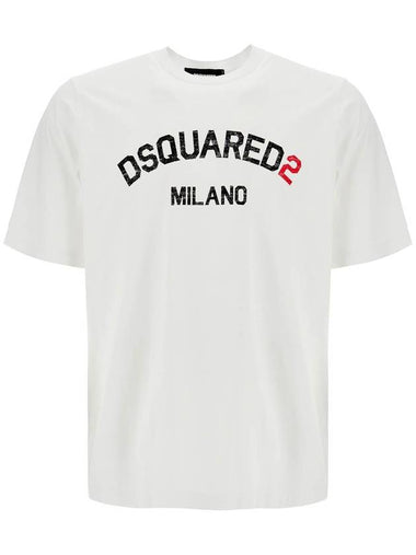 men's white cotton t-shirt with logo - DSQUARED2 - BALAAN 1