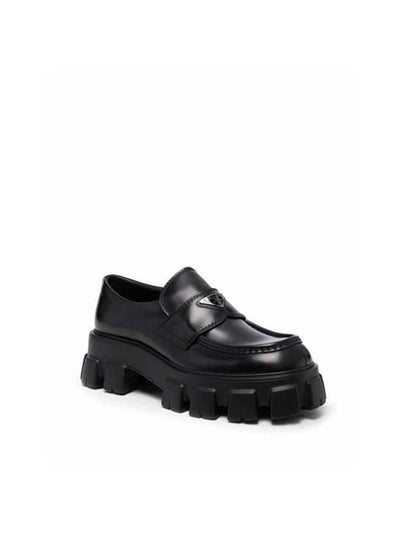 Monolith Brushed Leather Loafers Black - PRADA - BALAAN 2