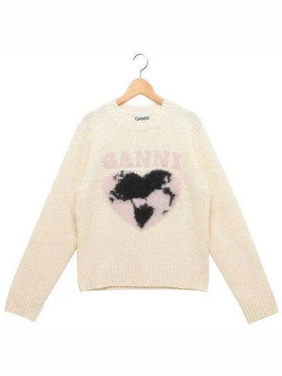 Heart Intarsia Knit Top Egret - GANNI - BALAAN 2