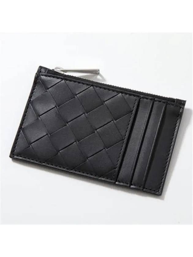 Intrecciato Zipper Leather Card Wallet Black - BOTTEGA VENETA - BALAAN 6