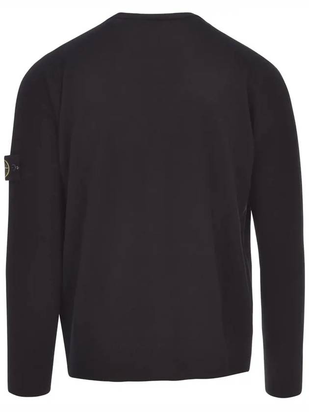 Wappen Patch V-Neck Cardigan Black - STONE ISLAND - BALAAN 4