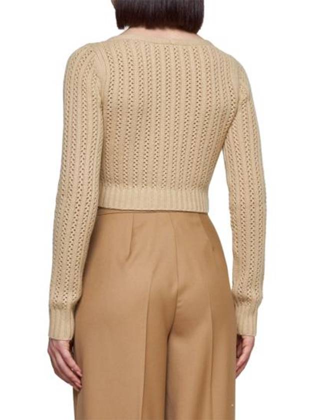 Ifrem Wool Cashmere Crop Knit Top Beige - MAX MARA - BALAAN 4