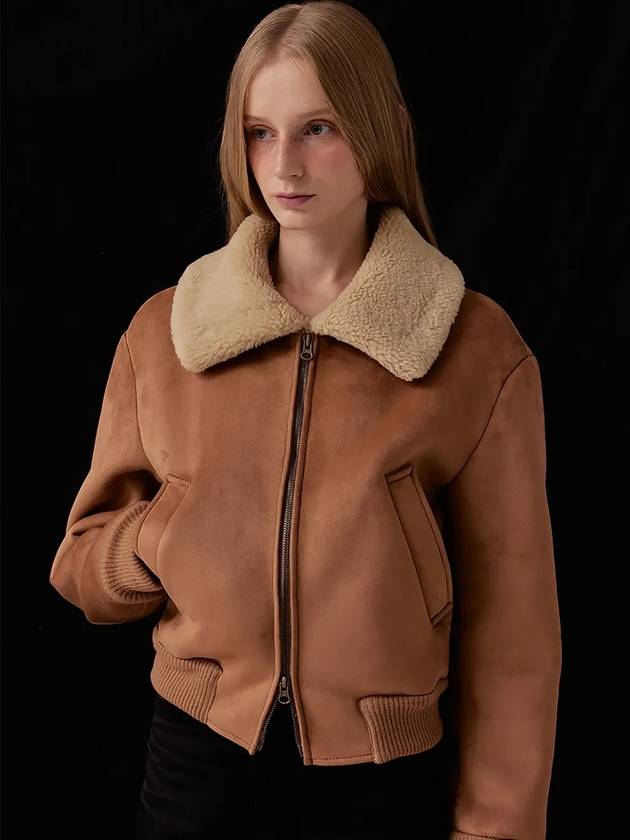 Cropped Suede Shearling Jacket Brown - LESEIZIEME - BALAAN 8