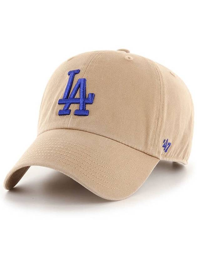 Premium Line Baseball Cap Ball LA Big Logo MLB Hat Khaki Blue - 47BRAND - BALAAN 1