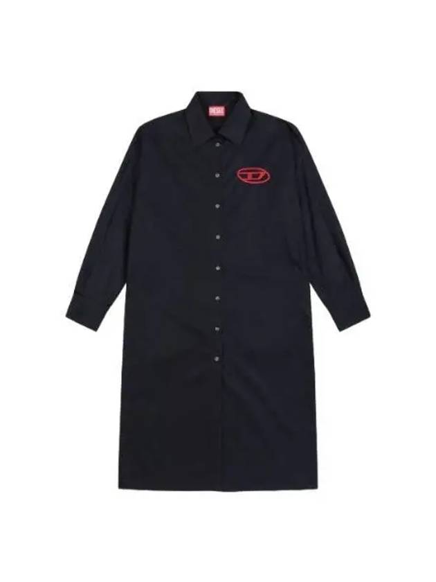 Rune logo embroidery shirt dress black - DIESEL - BALAAN 1