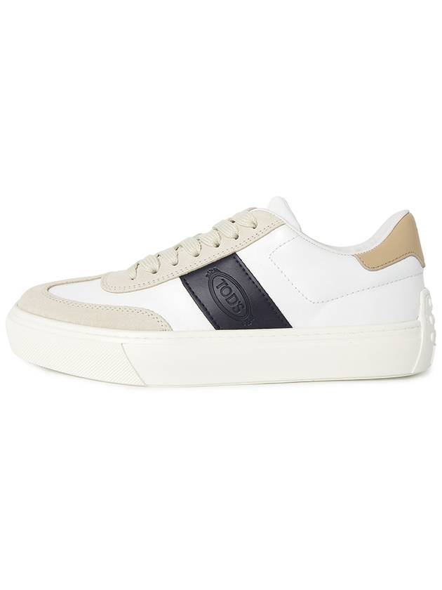 Leather Suede Low Top Sneakers White Black - TOD'S - BALAAN 4