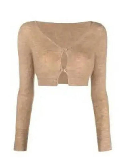 Le Alzou Cropped Mohair Cardigan Light Brown - JACQUEMUS - BALAAN 2