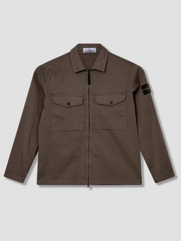 Organic Stretch Cotton Satin Long Sleeve Shirt Brown - STONE ISLAND - BALAAN 2