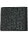 Crocodile Pattern Monogram Half Wallet Black Gold - SAINT LAURENT - BALAAN 4