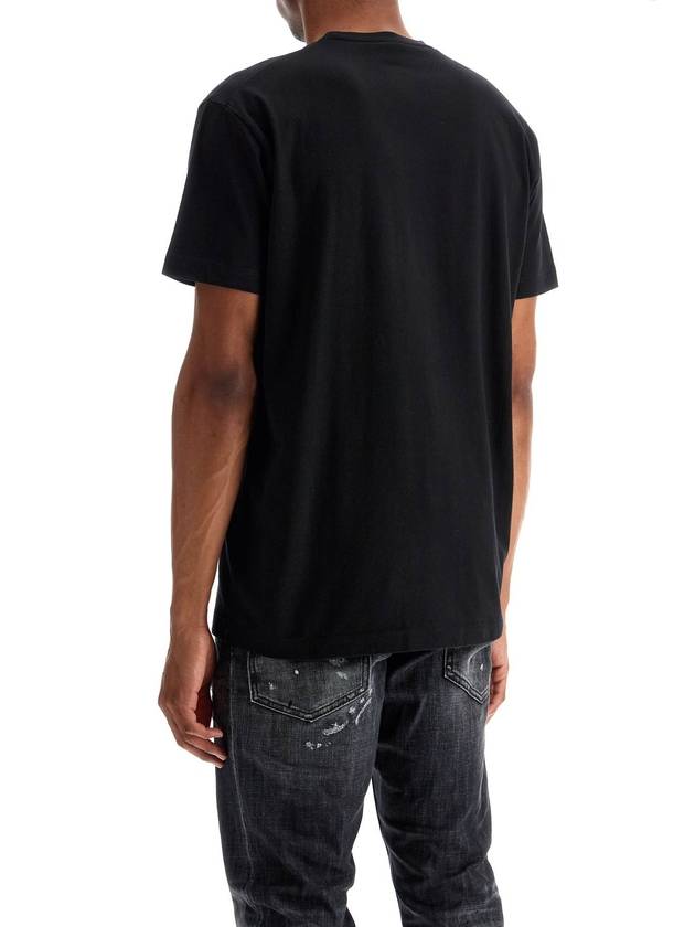 black cotton t-shirt with embroidered logo - DSQUARED2 - BALAAN 3