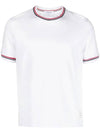 RWB Trimmed Cotton Short Sleeve T-Shirt White - THOM BROWNE - BALAAN 1